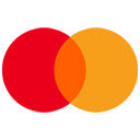 Mastercard logo with two overlapping circles, one red and one orange, on a white background.