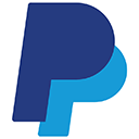 PayPal logo with blue 'P' logo on a white background. 